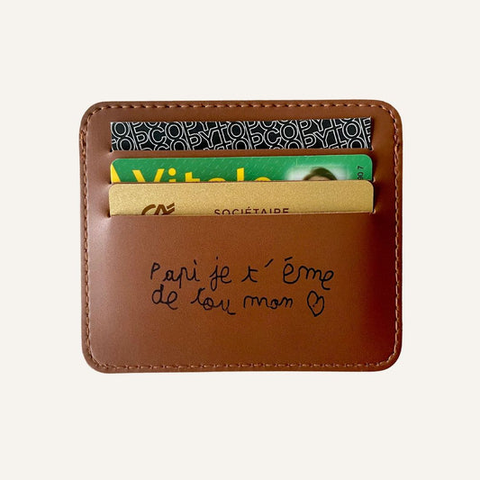 Porte-cartes personnalisé - Marron lisse